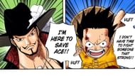 Mihawk and Luffy in Marineford (Image via Shueisha)